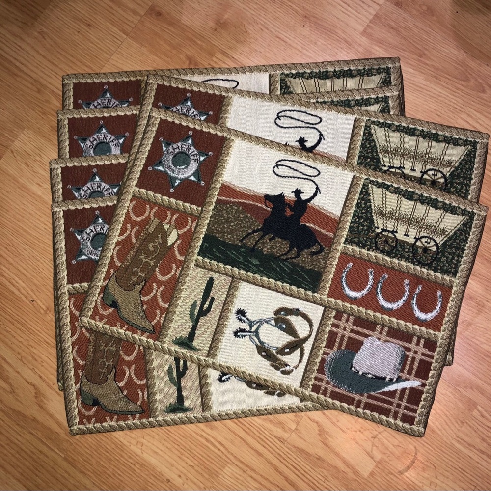 6 Really nice western placemats only $25 firm. These were 9.99 a piece retail.